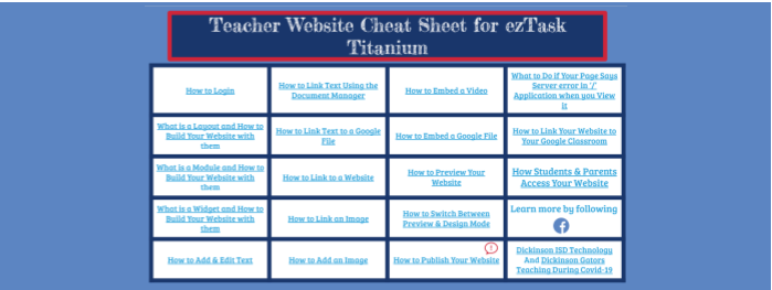 Website Editor Cheat Sheet